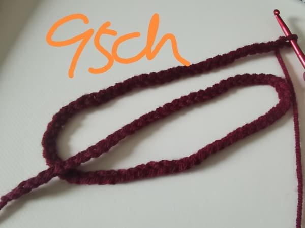 crochet 95 chain stitches for round 1 for bow crochet