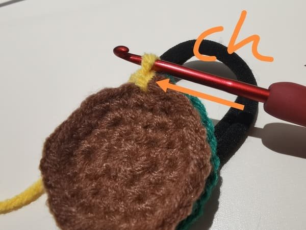 crochet chain stitch for sunflower petal