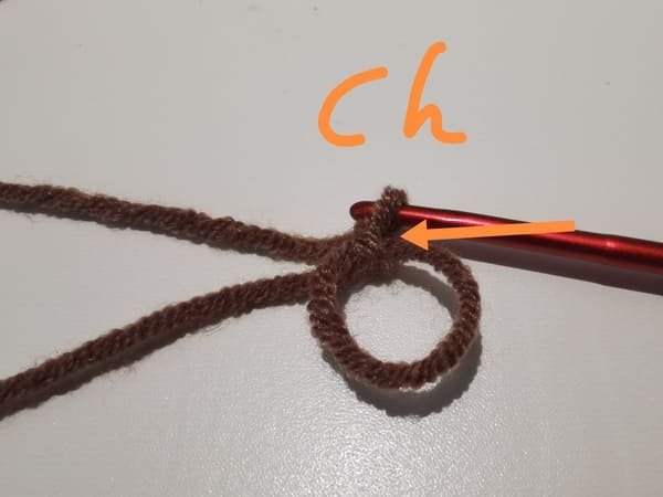 crochet chain stitch in to magic ring for sunflower hair rope crochet pattern
