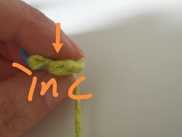 crochet increases in each stitch for crochet peas in a pod