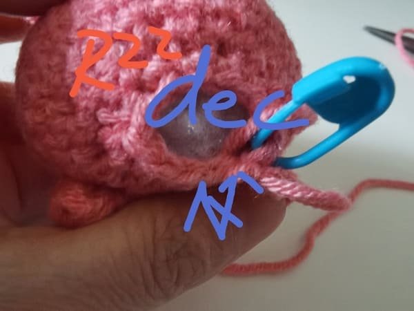 crochet order (dec) repeat 6 times for crochet pig