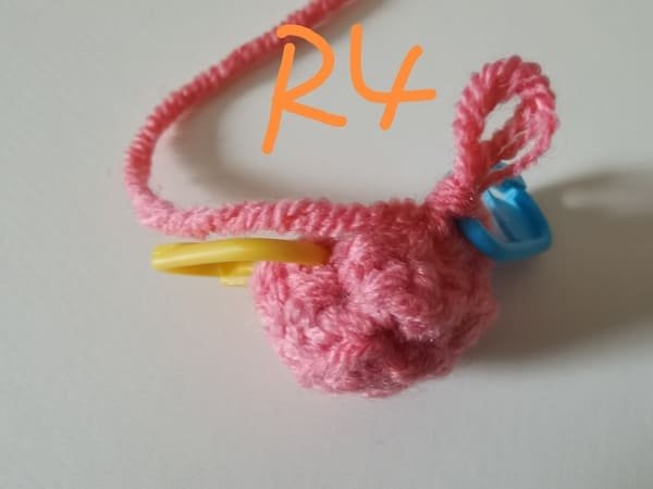crochet the last stitch for round 4 for crochet pig