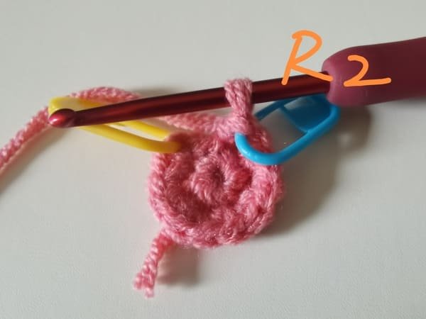 crochet the last stitch for the round 2 for crochet pig