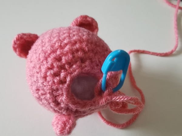 fiberfill is completed for crochet pig