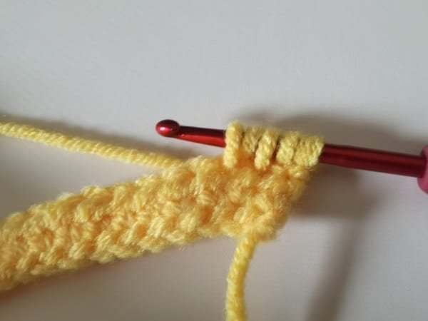 five loops on the hook for half crochet decrease