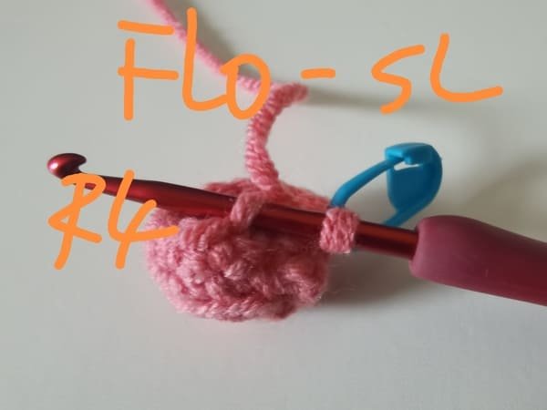 hook insert the first front loop for round 4 for crochet pig
