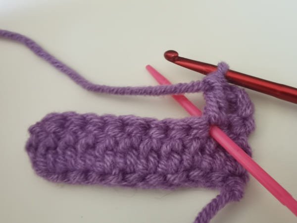 one hook on the hook ,that is first double crochet, and the hook insert the same stitch for the second double crochet.