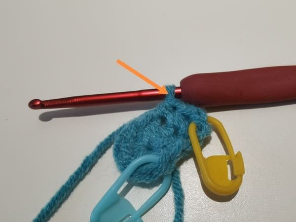 one loop on the hook for half double crochet increase
