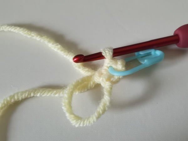 put the marker when the first stitch is completed