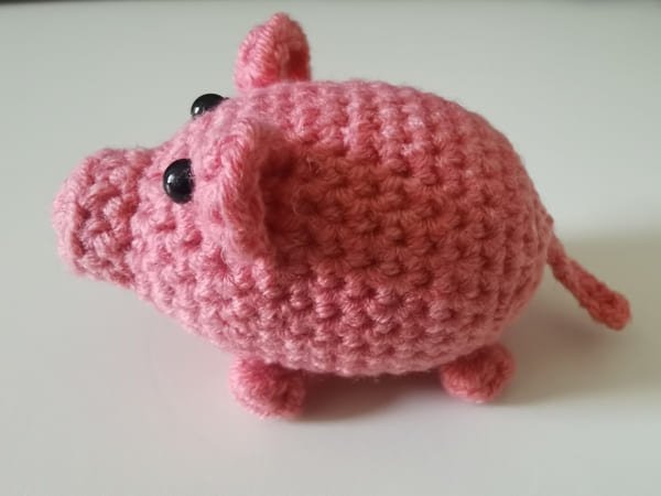 side of crochet pig
