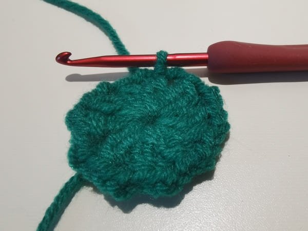 slip stitch for magic ring for leaf