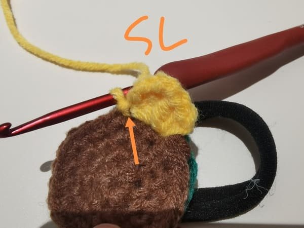 slip stitch in the third stitch