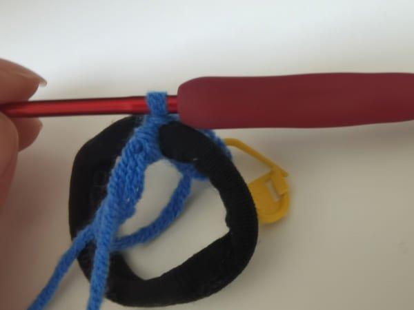 the fourth half double crochet is completed