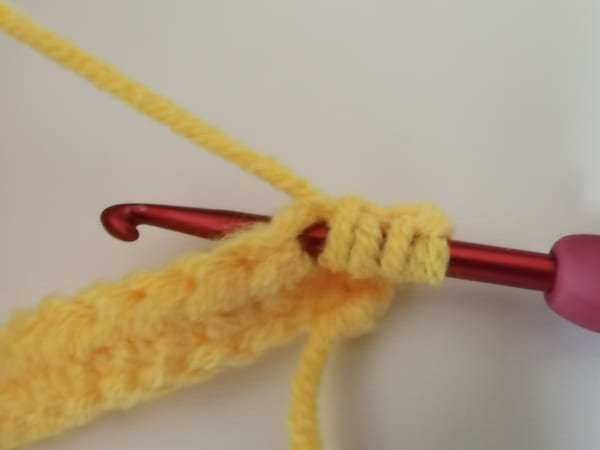 the hook inert the second stitch for half crochet decrease