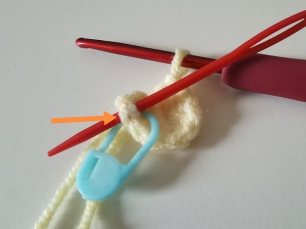 the hook insert the first stitch