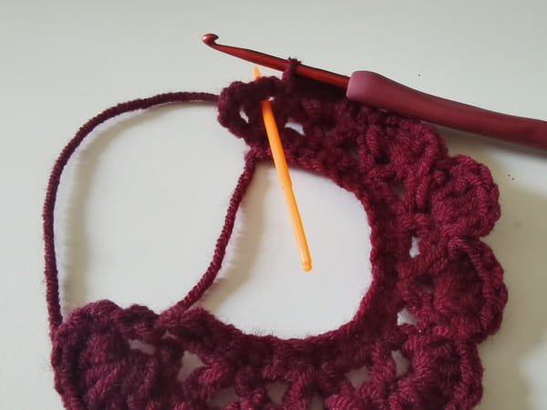 the hook insert the last small hole for round 3 for crochet rose pattern