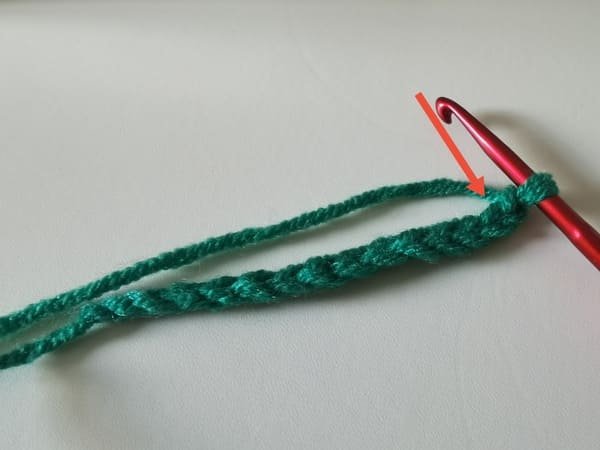 the hook inset the second back loop for frog crochet pattern
