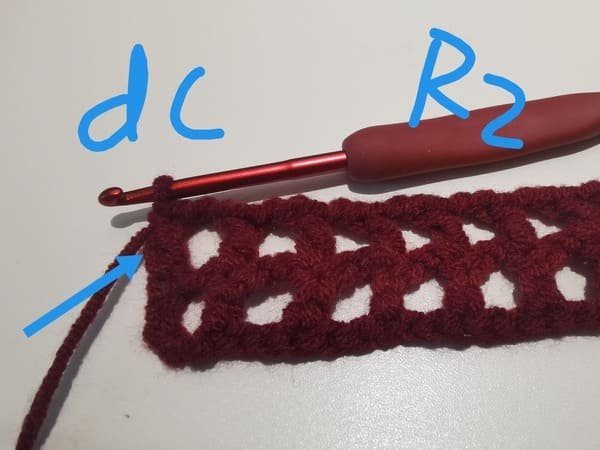 the last double crochet is completed for round 2 for bow crochet