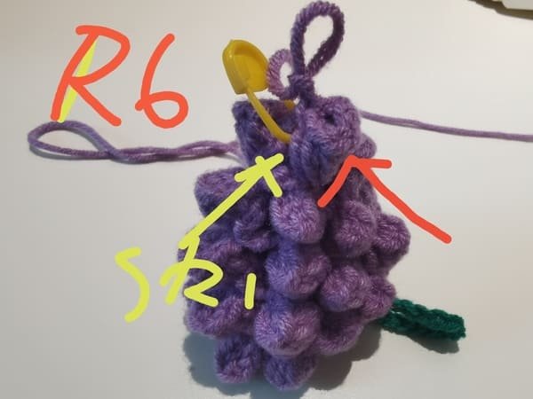 then crochet 1 popcorn and skip 1 for round 6
