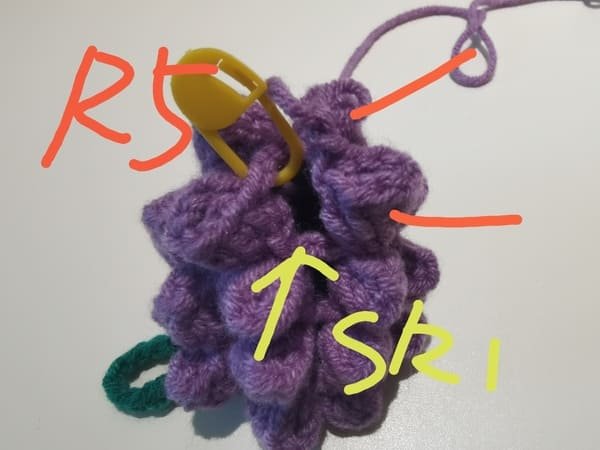 then crochet 2 popcorns and skip 1 for round 5.