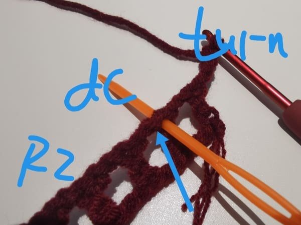 turn fabric for round 2 for bow crochet
