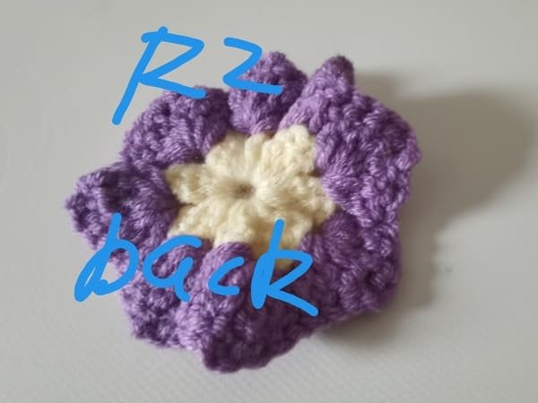 view of back for round 2 for crochet butterfly pattern