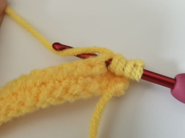 yarn over last one for half crochet decrease