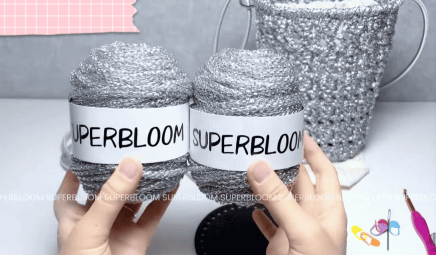 material kit for silver hollow bucket bag crochet