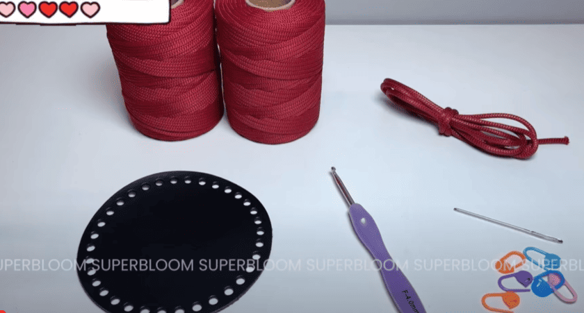 material kit for crochet drawstring bag