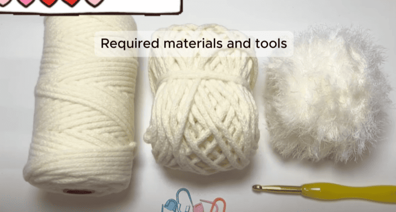 material kit for plush crochet handbag
