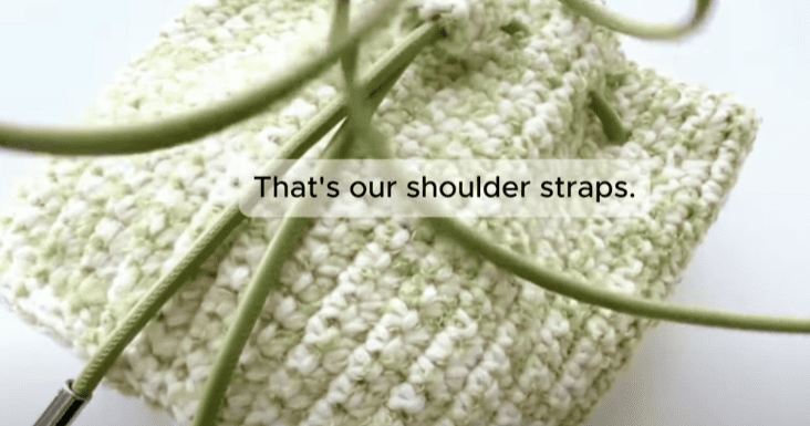put the short PU leather in hole for crochet Multifunctional bag