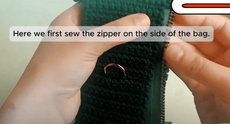sew zipper with bottom for crochet houndstooth bag