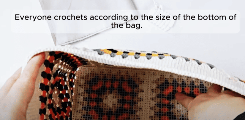 install & sew mesh grid for crochet bag granny square