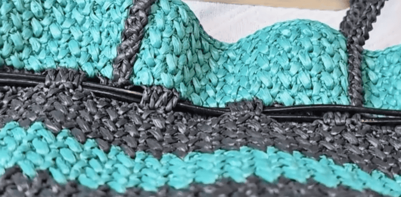 put the drawstring in the hole for crochet lucky bag