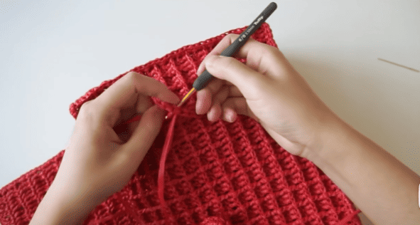 sew strap for crochet waffle bag