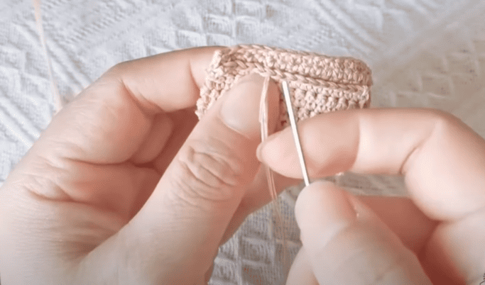 sew the small pieces for crochet hammock bag