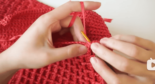 sew together for crochet waffle bag